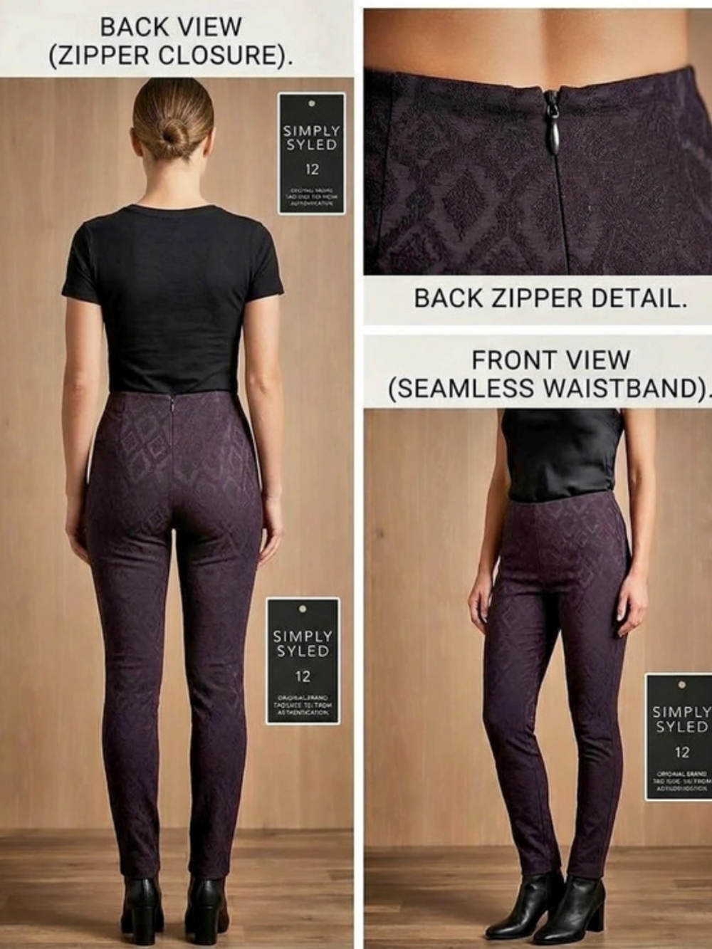 Simply Styled Paisley Skinny Pants Black Large NWT